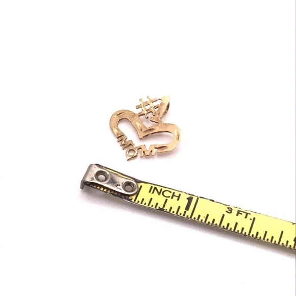 Vintage 14K Yellow Gold #1 Number One Mom Heart Love Themed Pendant - Picture 6 of 7